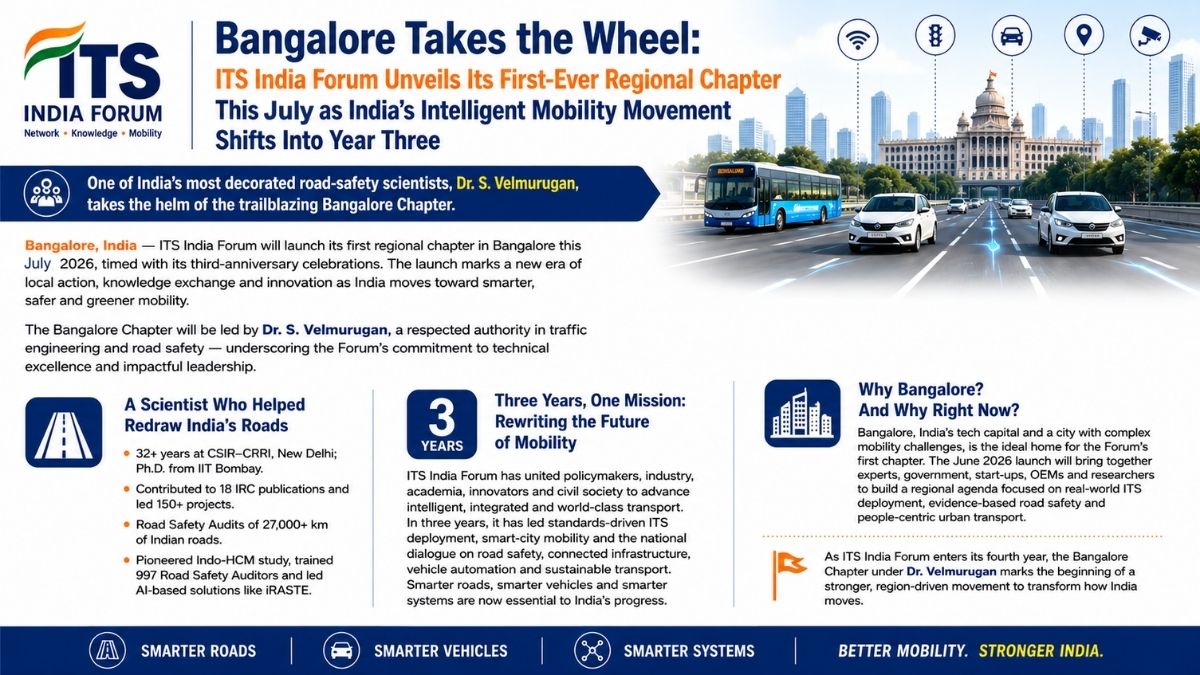 The ITS India Forum to Open Its First Regional Chapter in Bangalore, July 2026 — Marking Three Years of Driving India’s Intelligent Mobility Movement